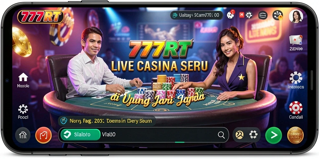 Screenshot 777RT menampilkan momen seru permainan Live Casino.