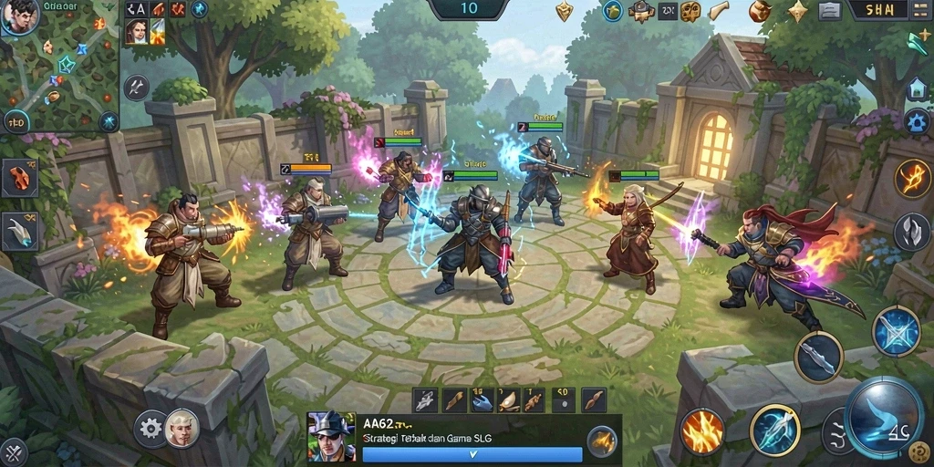 Screenshot gameplay AA62 yang memperlihatkan pertempuran strategi yang seru.