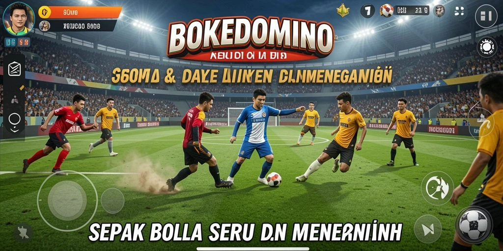 Tangkapan layar utama BOKEDOMINO menunjukkan aksi seru di lapangan.