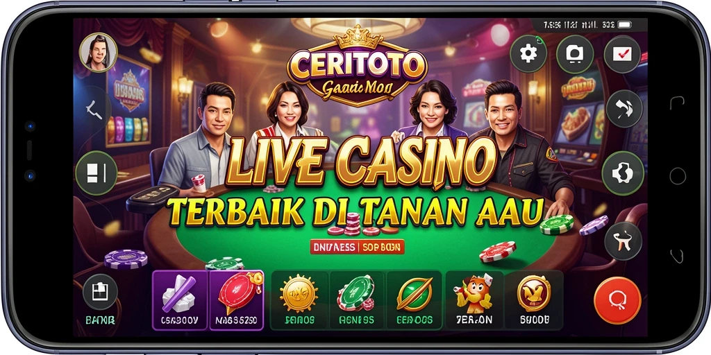 Screenshot gameplay CERITOTO yang menampilkan dealer dan permainan langsung.