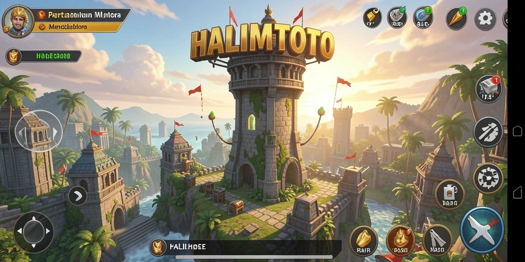 Tampilan seru gameplay Tower Defense di HALIMTOTO.