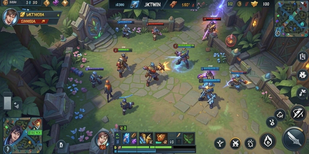 Screenshot utama JKTWIN menampilkan aksi seru dalam gameplay MOBA.