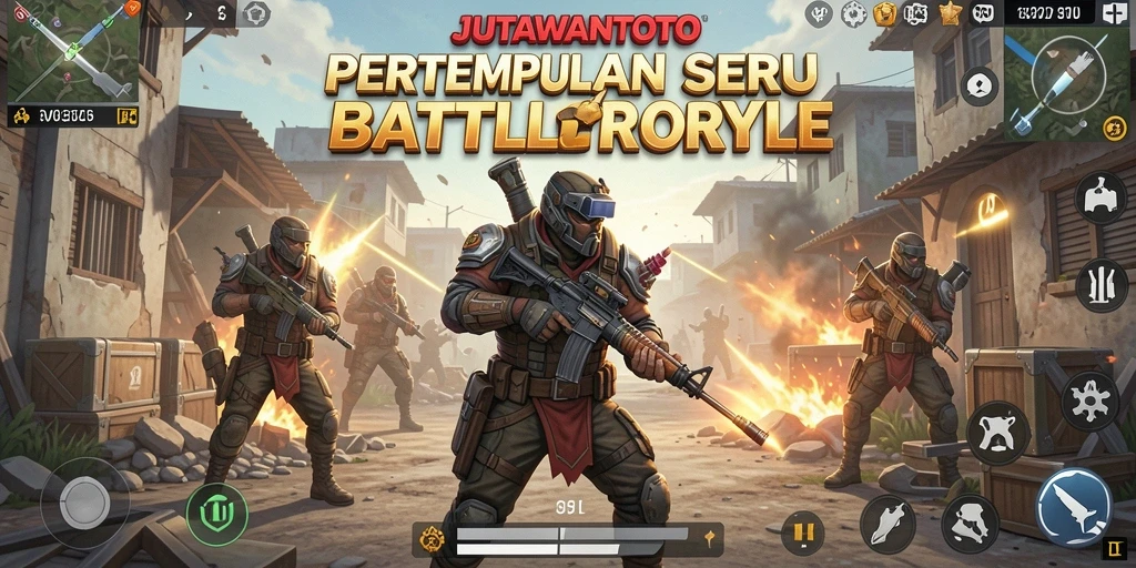 Tangkapan layar gameplay JUTAWANTOTO menunjukkan aksi seru dalam pertempuran Battle Royale.