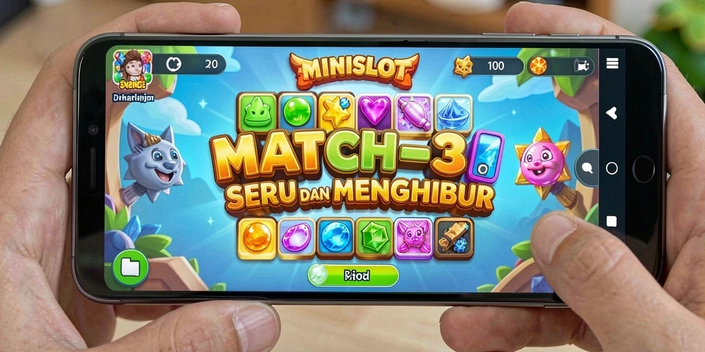 Tangkapan layar gameplay MINISLOT dengan aksi seru Match-3.
