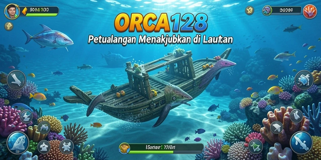Menampilkan gameplay ORCA128 di dunia bawah laut yang menakjubkan.
