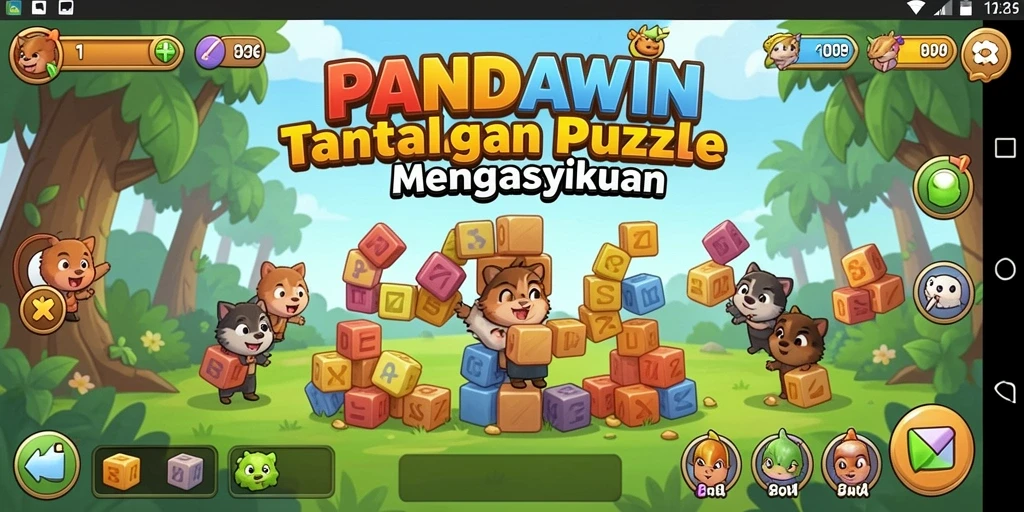Screenshot gameplay PANDAWIN menampilkan teka-teki menarik yang menantang.