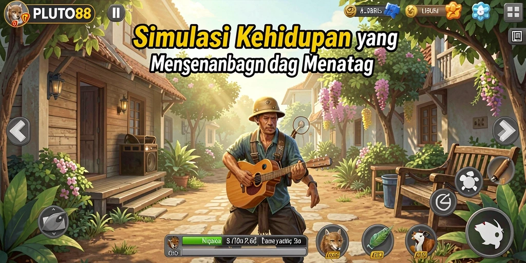 Tampilan gameplay menarik dari PLUTO88 dalam simulasi kehidupan sehari-hari.