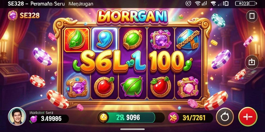 Tampilan gameplay SE328 dengan gulungan slot yang penuh warna.