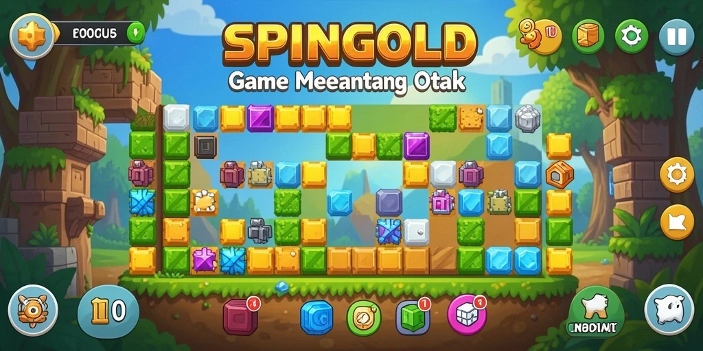 Tampilan gameplay Puzzle SPINGOLD yang menarik dan berwarna-warni.
