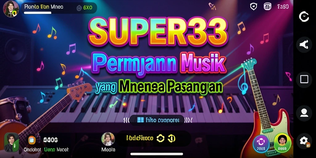 Tangkapan layar SUPER33 menunjukkan gameplay musik yang menarik dan interaktif.