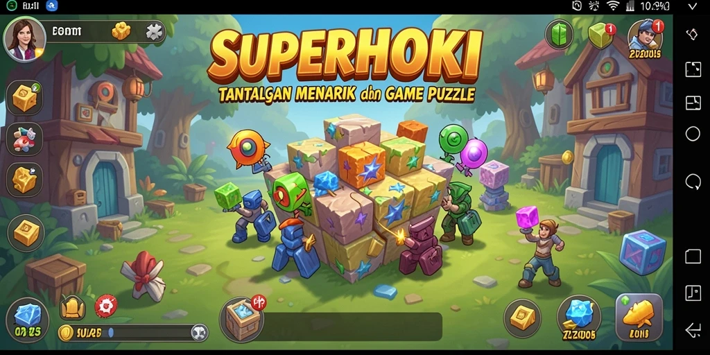 Tangkapan layar gameplay SUPERHOKI yang menampilkan tantangan puzzle yang menarik.