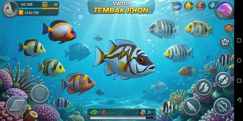 Screenshot gameplay intens menembak ikan di VW108.